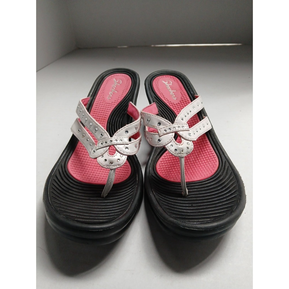 Skechers Sandals Women's Sparkle 2.5" Wedge open toe‎ white Size 9